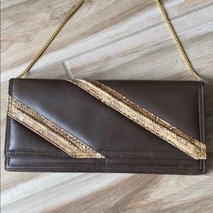 Vintage Leather Clutch Snake Skin Detail